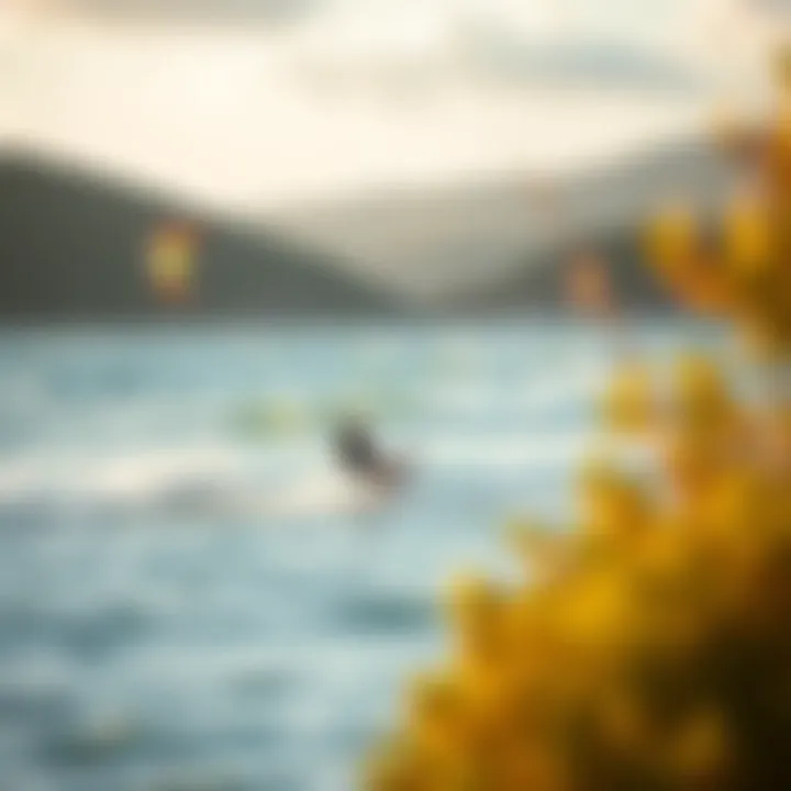 Kitesurfing and Conservation: A Harmonic Coastal Experience A scenic coastal view showcasing the harmonious relationship between kitesurfing and environmental conservation