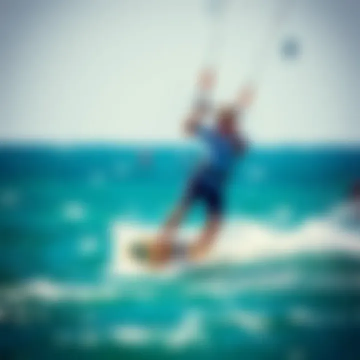 Advanced Kitesurfing Techniques in Action Close-up of advanced kitesurfing techniques in action.