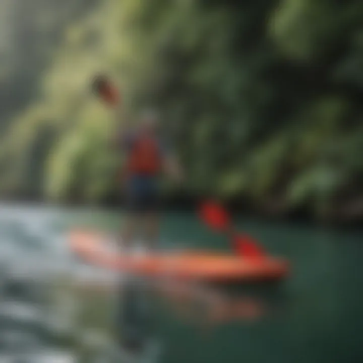 An instructor demonstrating paddling techniques suited for taller paddlers