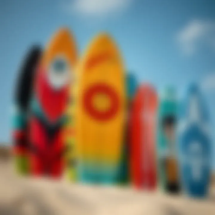 A vibrant collection of personalized boogie boards showcasing unique designs
