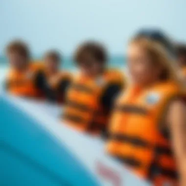 Users Enjoying Safety with Quiksilver Life Jackets Water sports enthusiasts wearing Quiksilver life jackets
