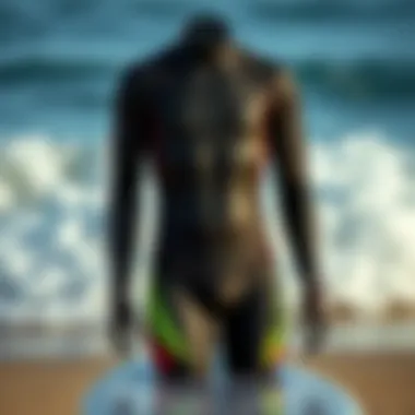 High-performance reaction wetsuit displayed on surfboard