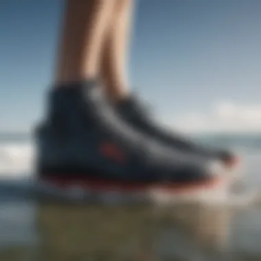 Close-up of Rip Curl surf booties showcasing advanced materials