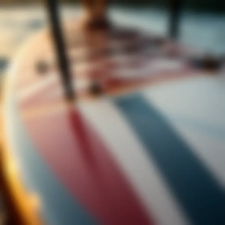 Artistry in Paddle Board Design Close-up of a paddle board with intricate design details