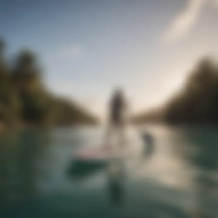 Short paddle board in a calm water setting