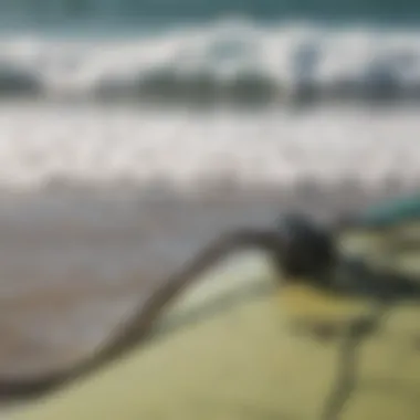 Choosing the Perfect Leash for Your Surfboard Surfboard with appropriately sized leash