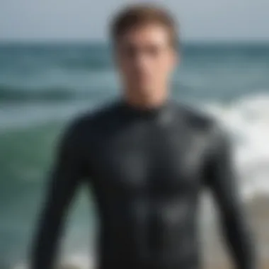 Close-up of wetsuit material showcasing flexibility