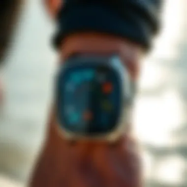 Close-up of technology embedded in a shark repellent bracelet