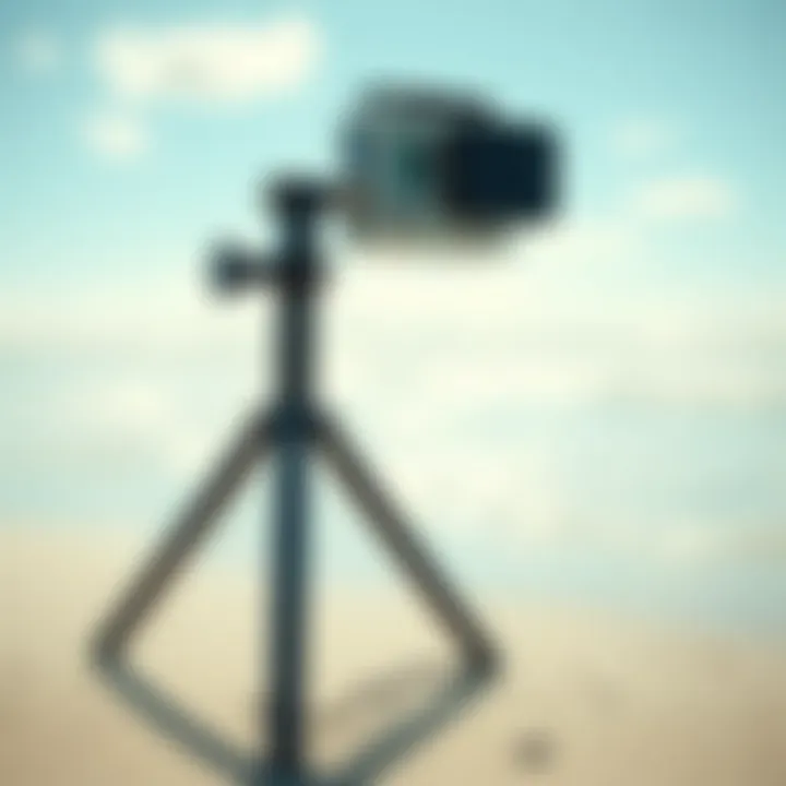 Shorty as a Tripod on the Beach The Shorty extended, serving as a tripod for stable shots on the beach