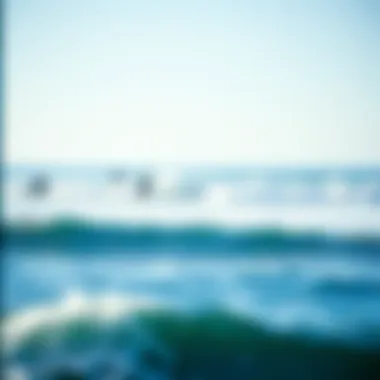 Serene Surfing Conditions An ocean view with surfers enjoying a clear day