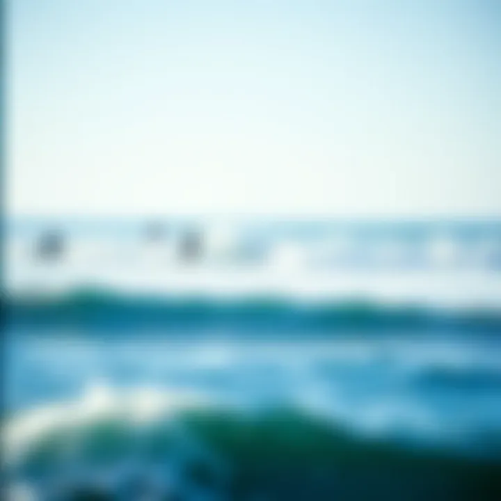 Serene Surfing Conditions An ocean view with surfers enjoying a clear day