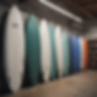 Organized surfboard storage area with protective covers