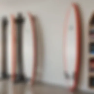 Innovative surfboard storage solutions showcasing wall-mounted racks