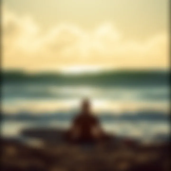 Surfer meditating before heading out into the waves