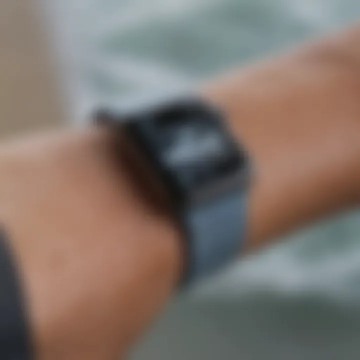 Close-up of durable materials used in Apple Watch bands for surfers