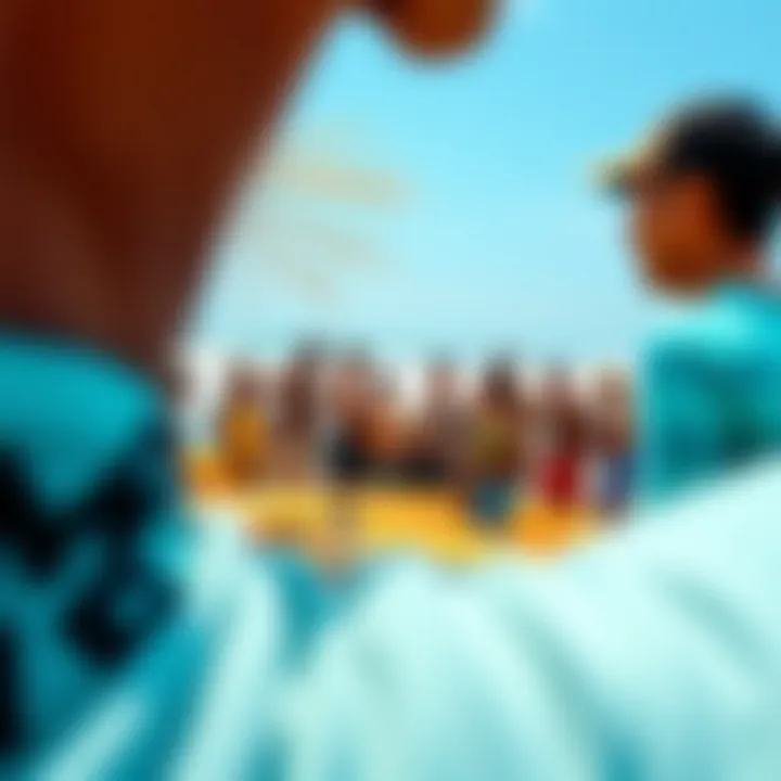 Cultural Significance of Surfing Machines A cultural gathering around a surfing machine, highlighting community engagement.