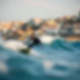 Surfing action at Porto's coastline