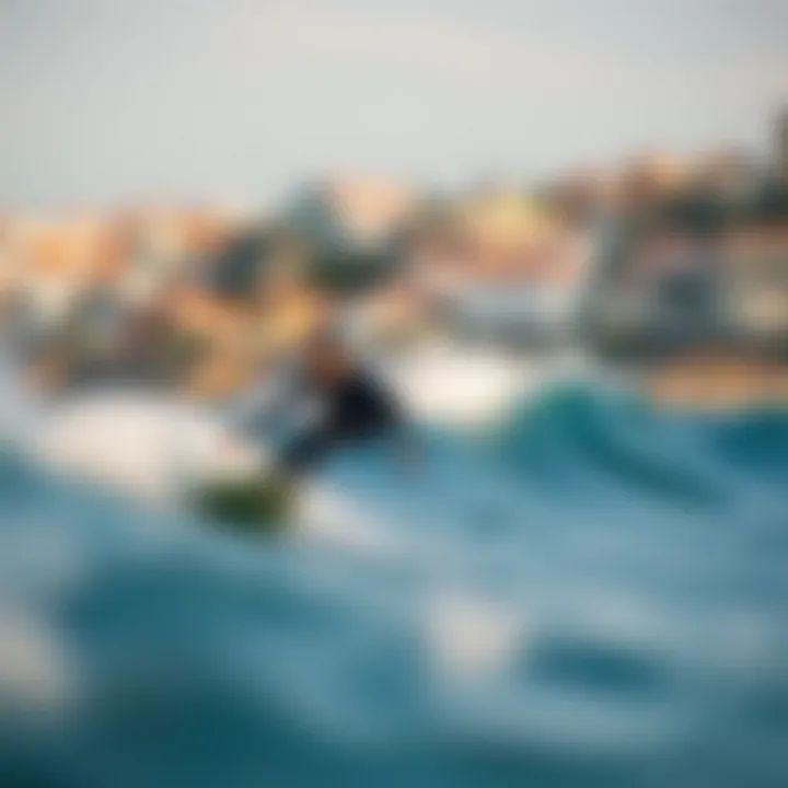 Surfing action at Porto's coastline