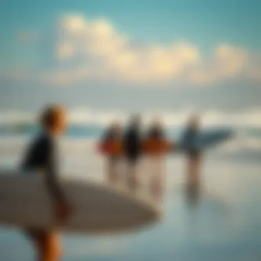 Group surf lesson on a beautiful Porto beach