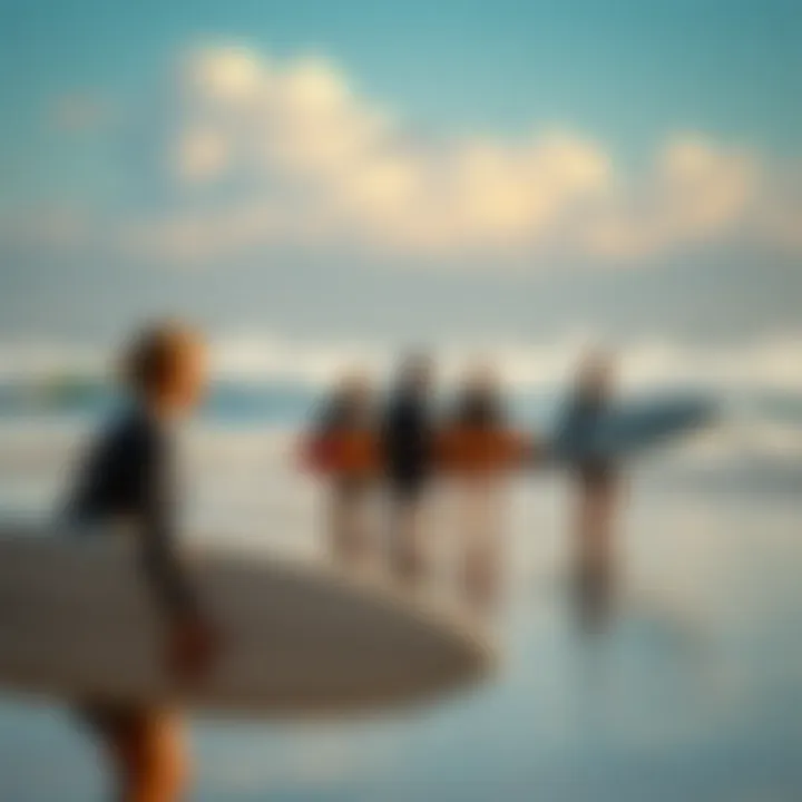 Group surf lesson on a beautiful Porto beach