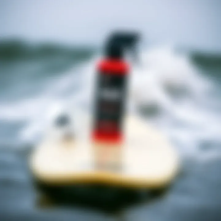 Surfboard on the water showcasing grip enhancement