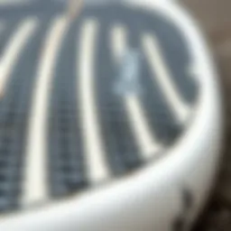 Close-up of a textured surfboard pad showcasing grip material