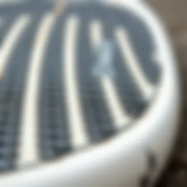 Close-up of a textured surfboard pad showcasing grip material