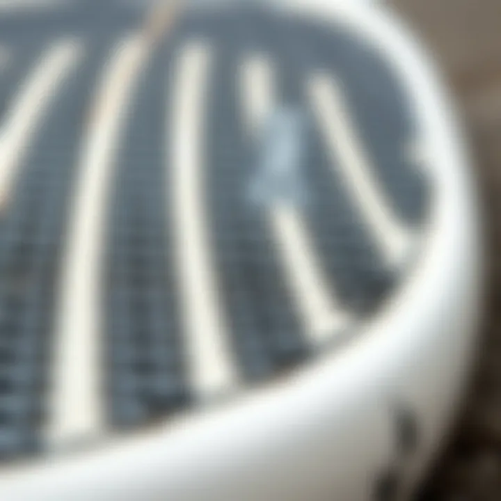 Close-up of a textured surfboard pad showcasing grip material