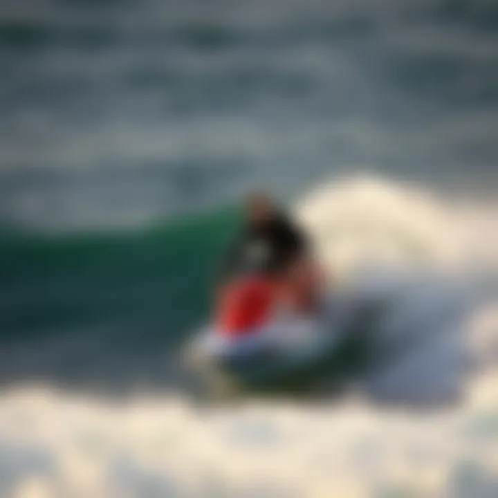 Surfboard Mastery in Action Surfboard riding the crest of a wave