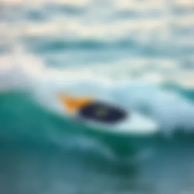 Surfboard with gorilla traction pad on a wave