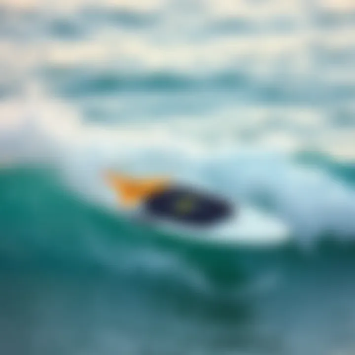 Surfboard with gorilla traction pad on a wave