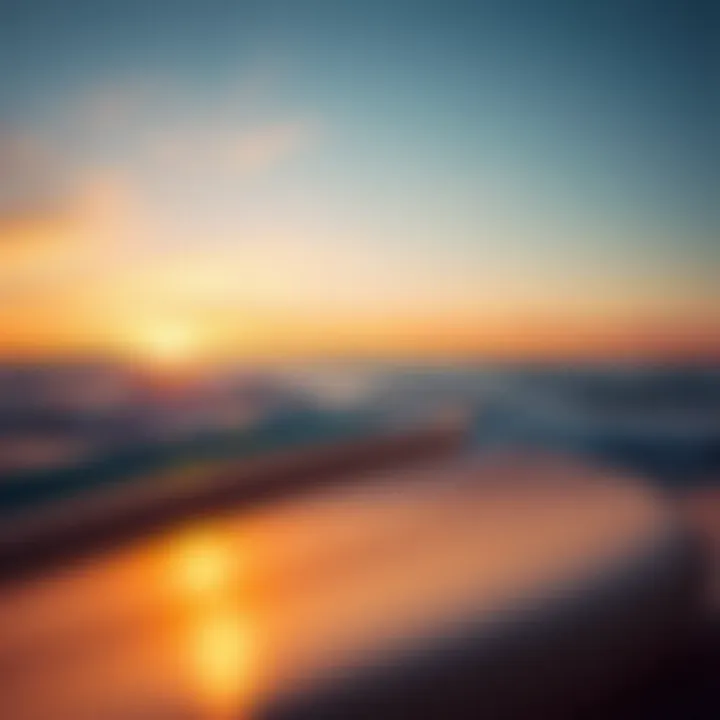 Sunset Serenity with Surfboards A vibrant sunset over the ocean with surfboards in the foreground