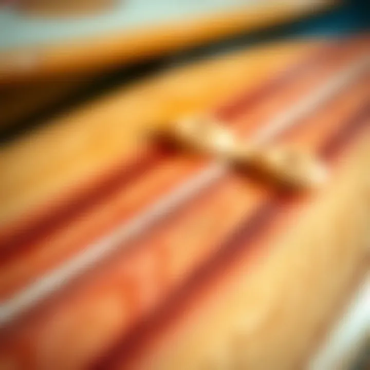 Surfboard Materials and Craftsmanship Close-up of surfboard construction materials and texture