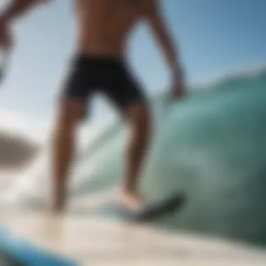 Surfer demonstrating the leash in action