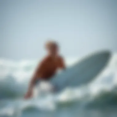 Surfer in Action with Sunscreen Protection Surfer enjoying waves while sun-protected