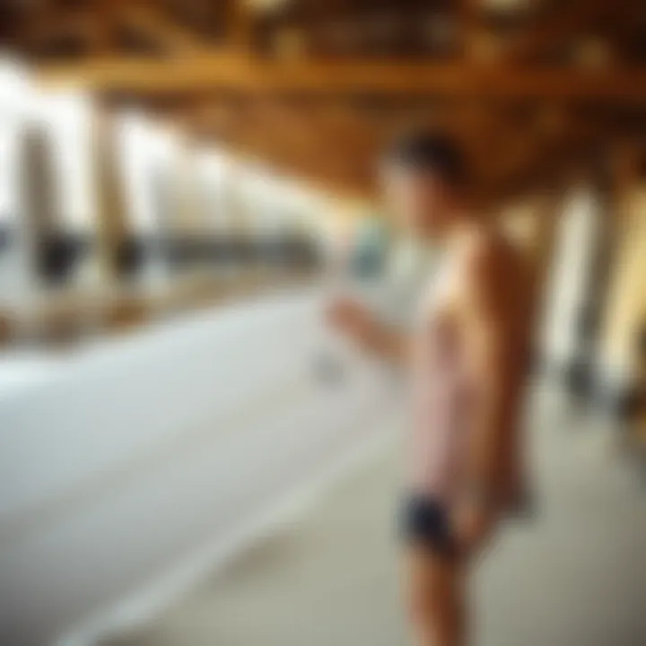 Surfer selecting the right board for their skill level