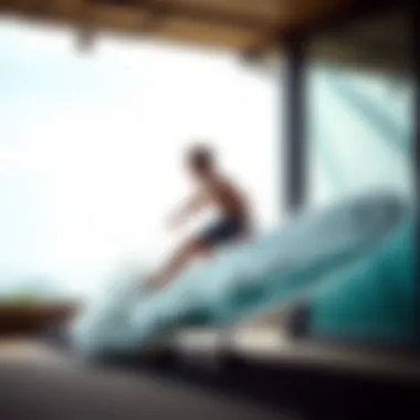 Refining Surf Techniques with Indoor Training Devices Surfer refining techniques with an indoor surf trainer