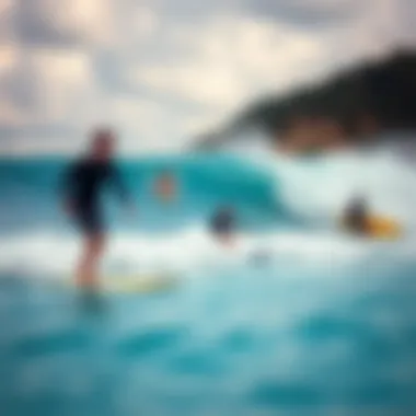Surfers enjoying perfect waves in a state-of-the-art wave pool