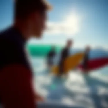 The Joy of Appropriate Fit Illustration of surfers enjoying and showcasing the perfect wetsuit fit