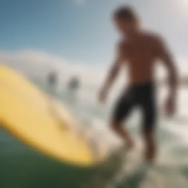 Surfers enjoying a vibrant day at the beach