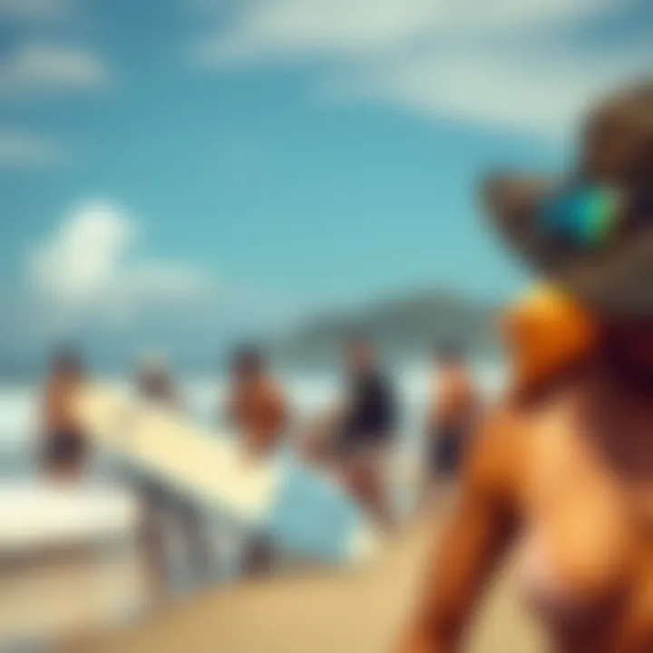 Vibrant Local Surf Culture on the Beach Local surf culture with vibrant beach scene