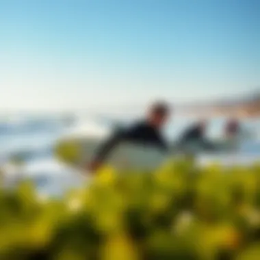 Surfers in Action at La Jolla Shores A scenic view of surfers catching waves at La Jolla Shores