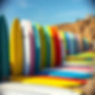 Vibrant Surfboards at Sunset Cliffs Colorful surfboards lined up on the beach at Sunset Cliffs