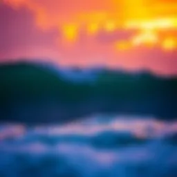 A vibrant sunset over iconic Hawaiian waves