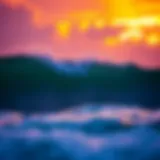 Sunset Serenity at Hawaii's Surfing Paradise A vibrant sunset over iconic Hawaiian waves