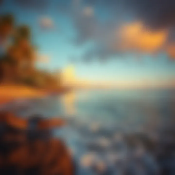 Hawaiian Coastline: A Surfing Paradise Stunning Hawaiian coastline during sunset