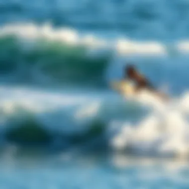 Surfers riding the waves