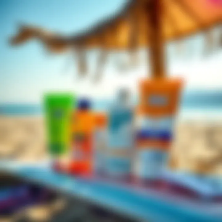 Natural sunscreen alternatives displayed on a beach