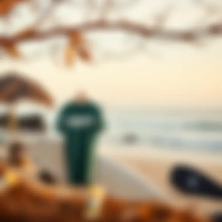 Surf Style Meets Nature Sustainable surf clothing displayed on natural beach backdrop