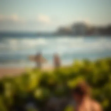 Surf Culture and Nature Harmony A serene beach scene illustrating the connection between surf culture and nature